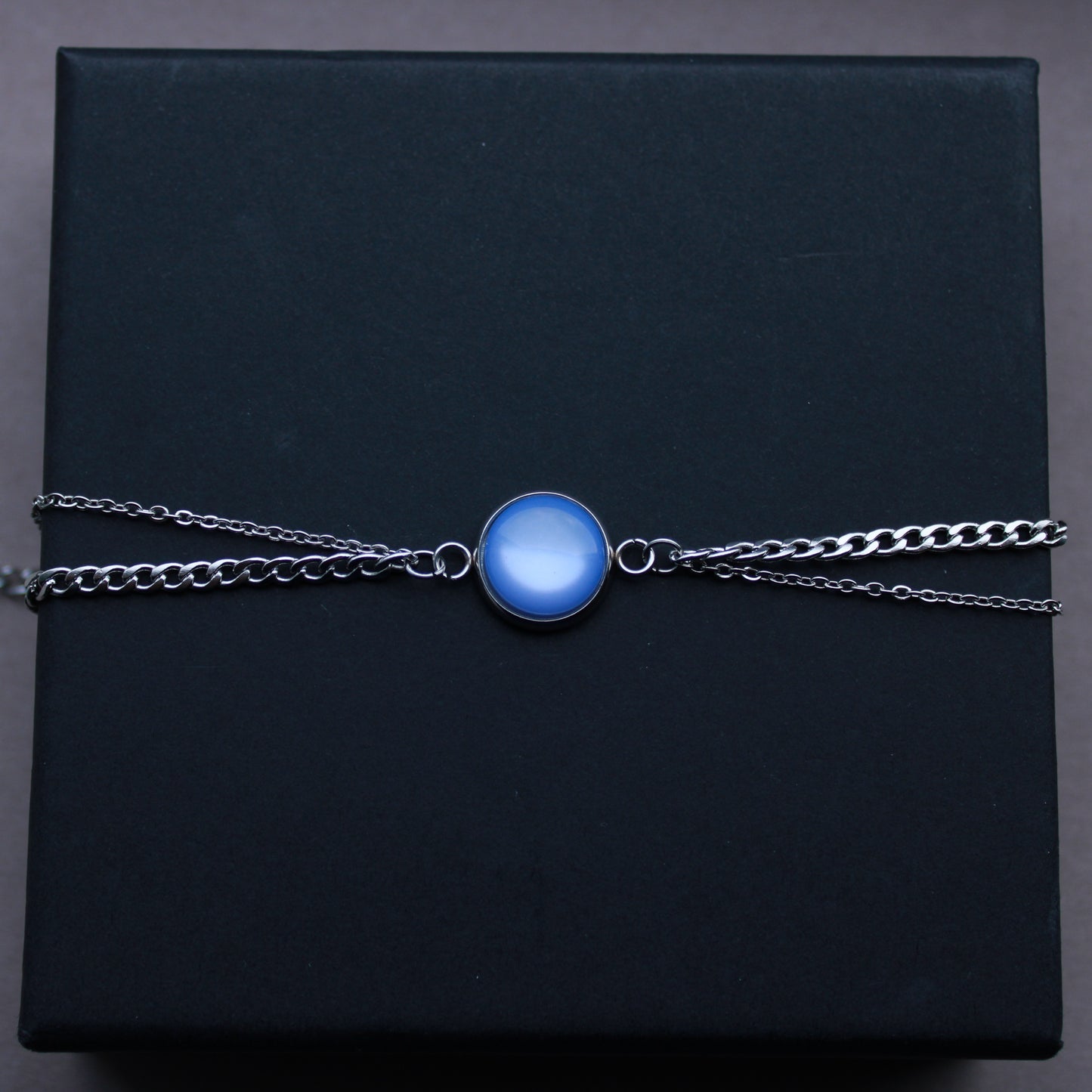 Armband Silber mit Stein in Provence Blau, Edelstahl