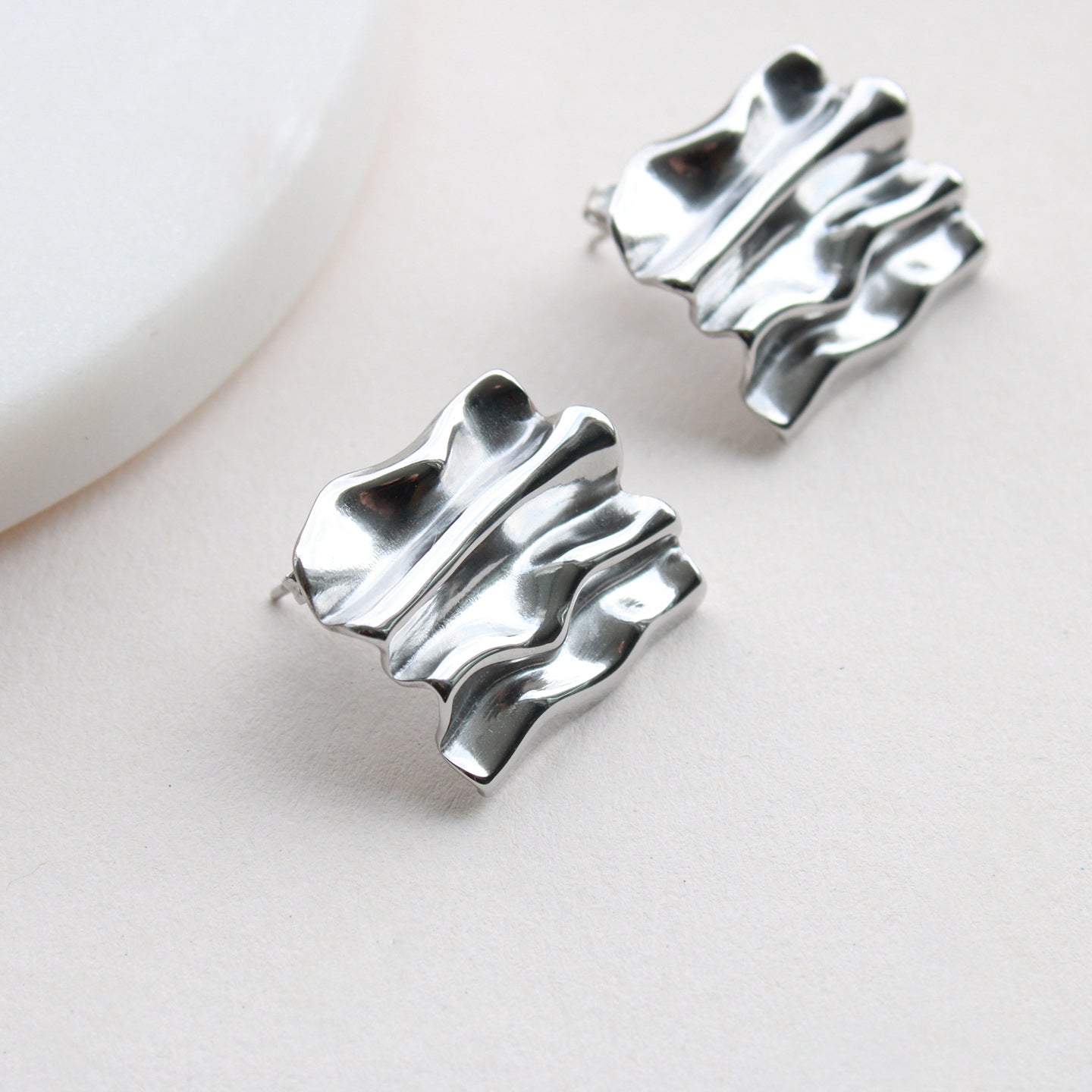 Große quadratische Ohrringe in Silber aus Edelstahl, Ohrstecker