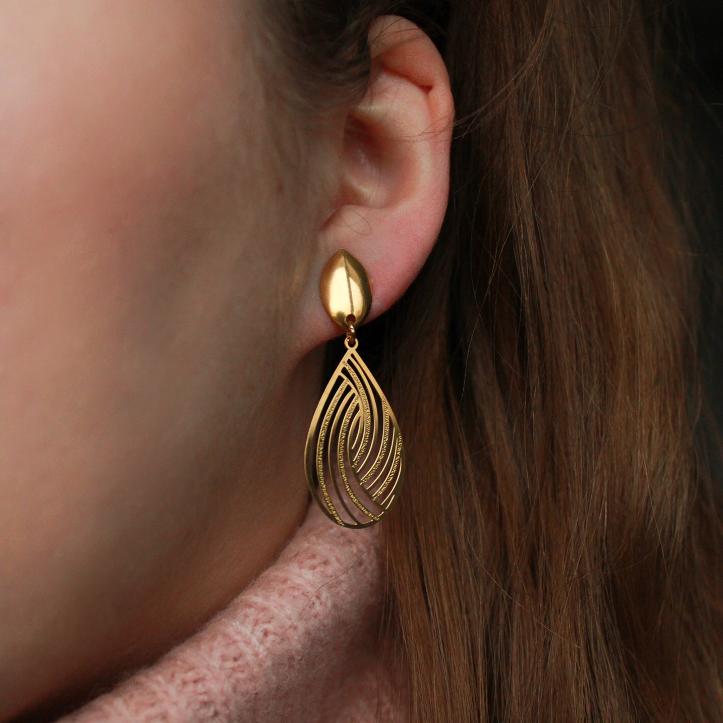 Ohrringe Navette in Gold