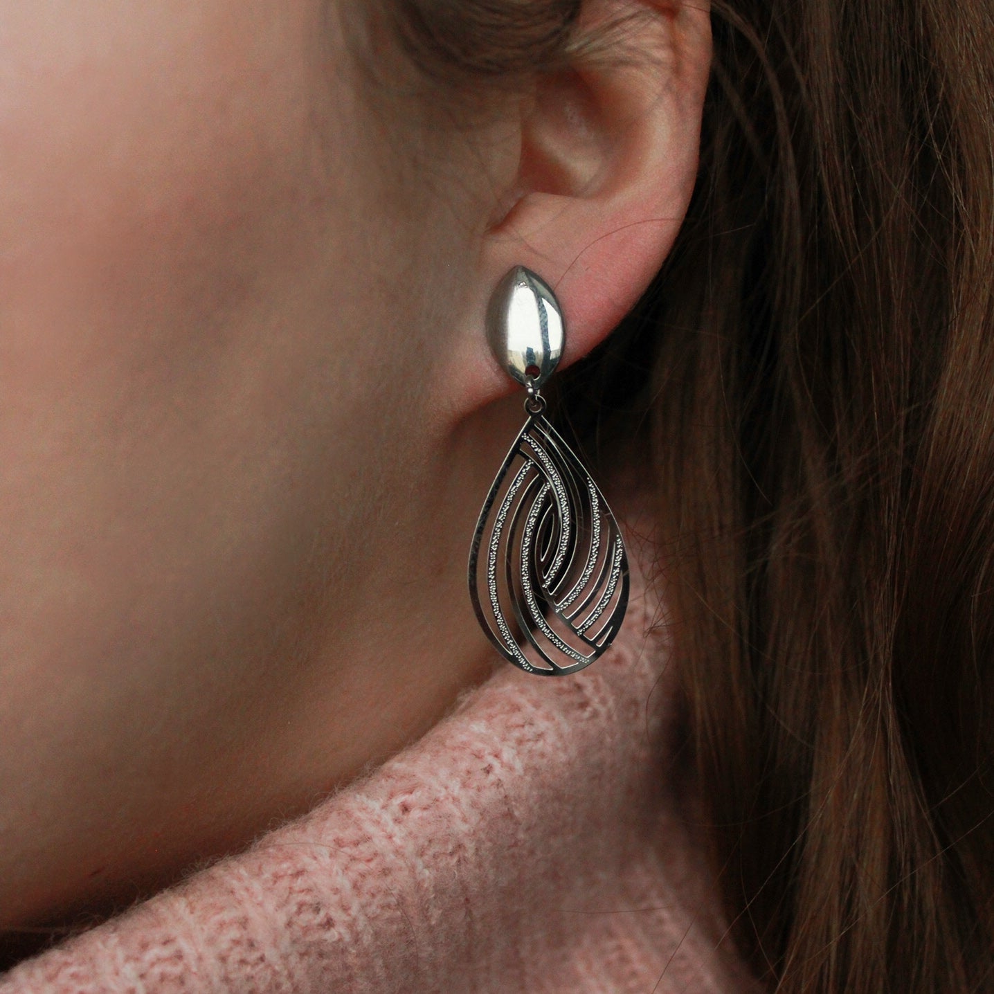 Ohrringe Navette in Silber