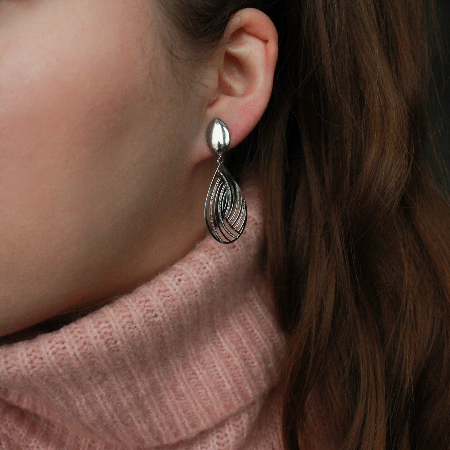 Ohrringe Navette in Silber