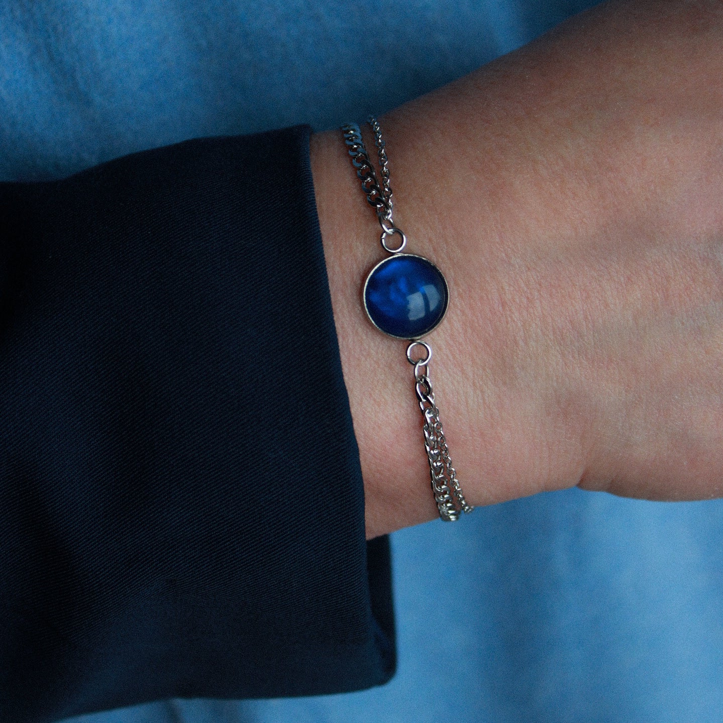 Armband in Silber mit Stein in Königsblau