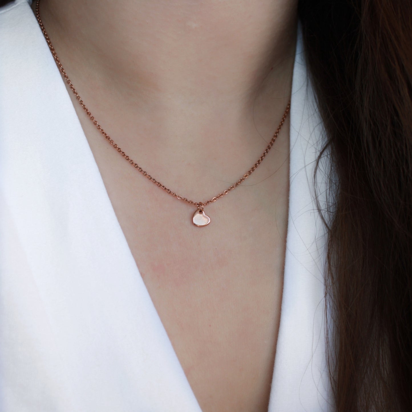 Halskette Rosegold mit Herz-Anhänger aus Edelstahl, Mini Anhänger