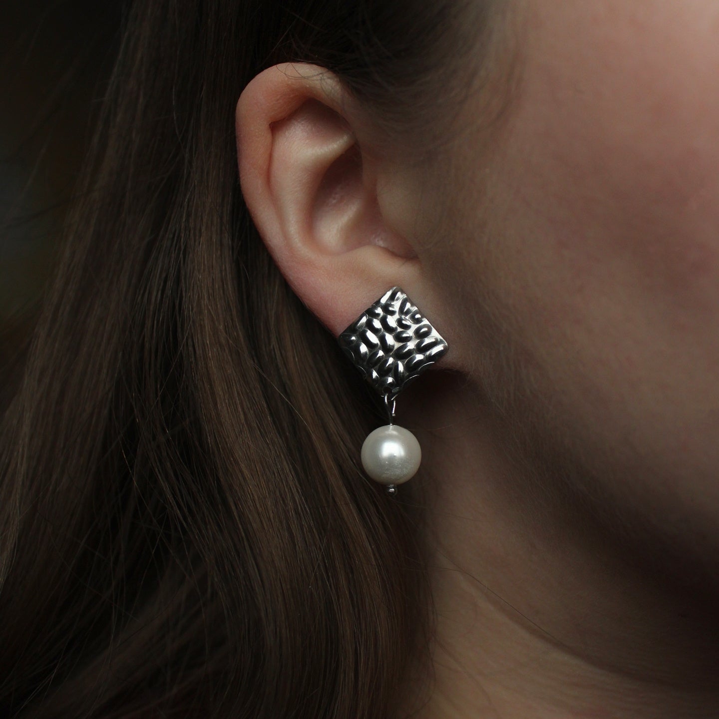 Ohrringe Silber mit Perle, Ohrstecker