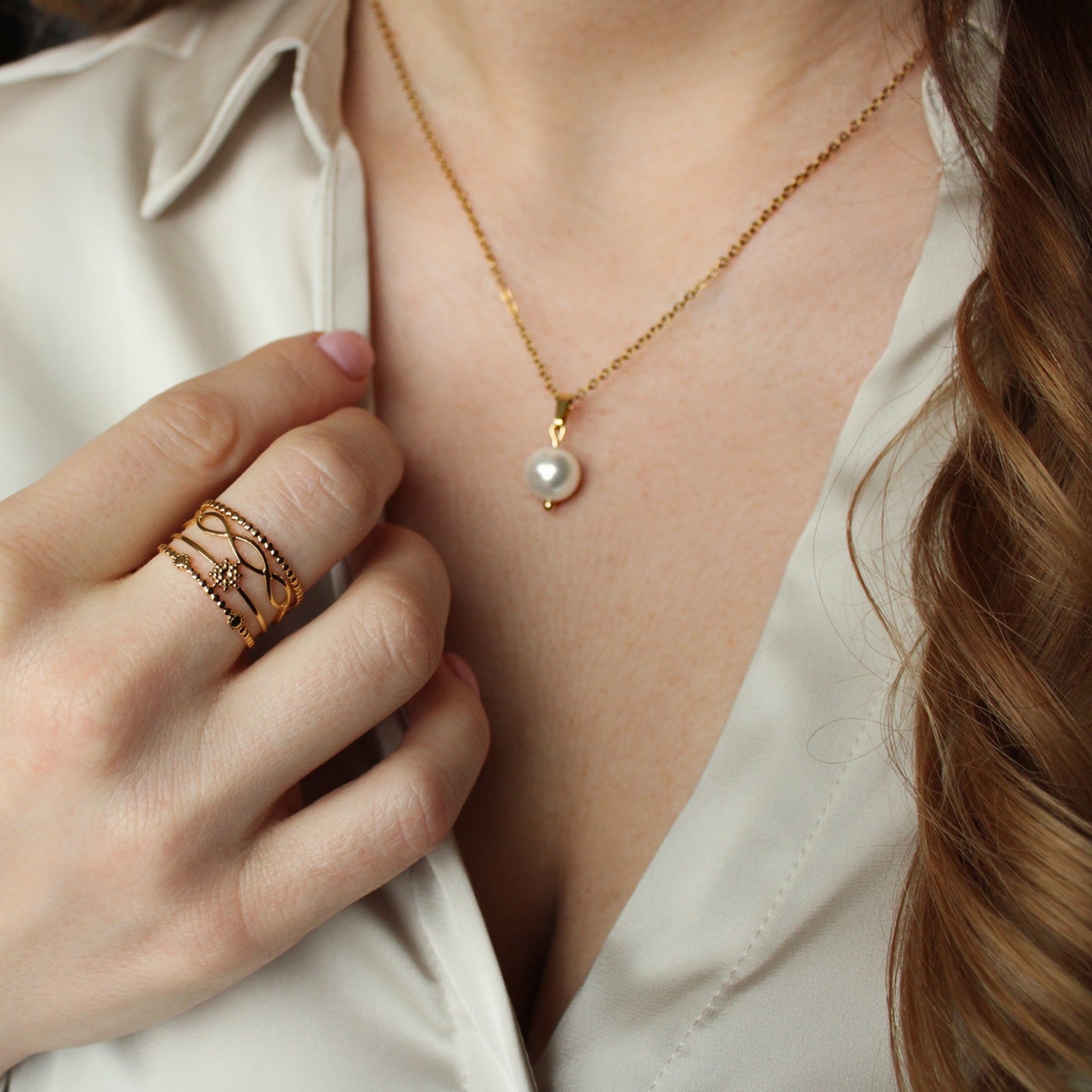 Ring in Gold, 4-reihig, Edelstahl