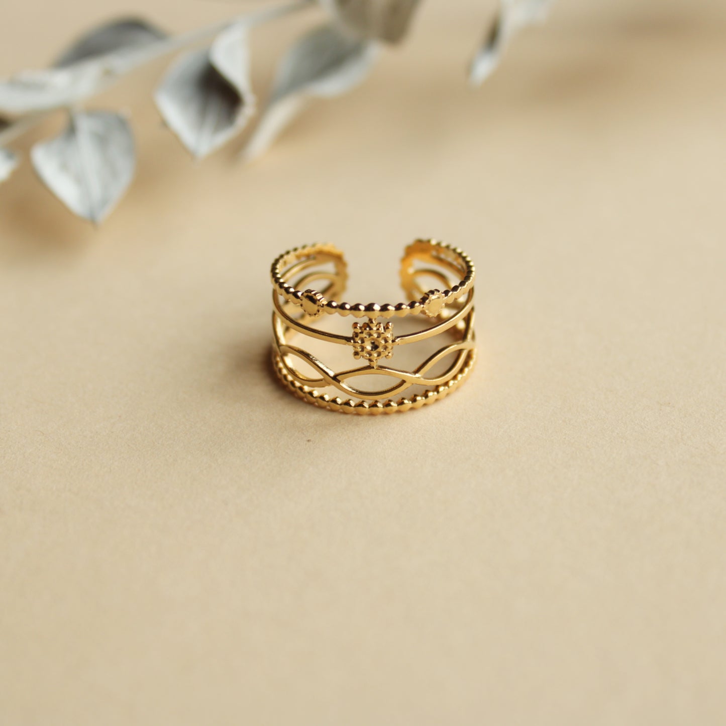 Ring in Gold, 4-reihig, Edelstahl