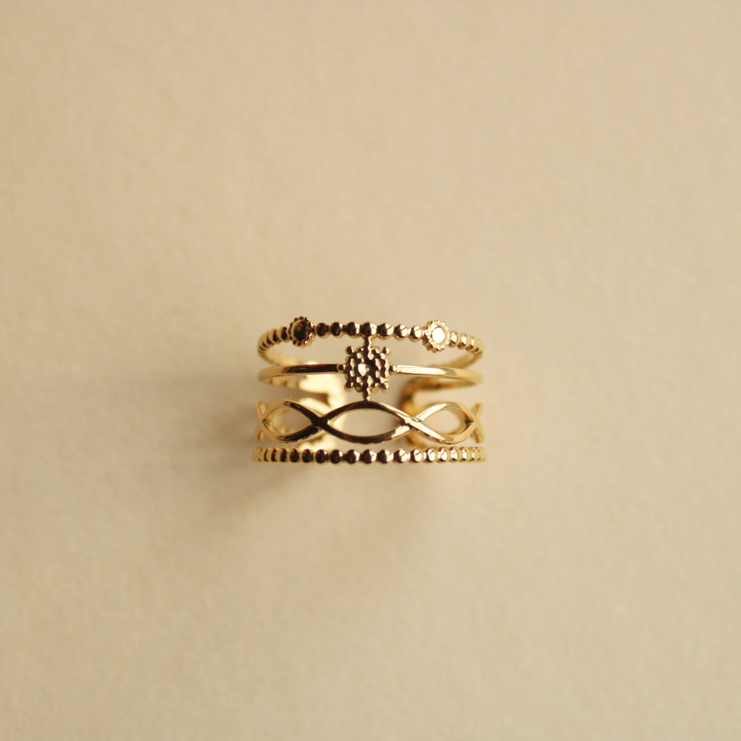 Ring in Gold, 4-reihig, Edelstahl