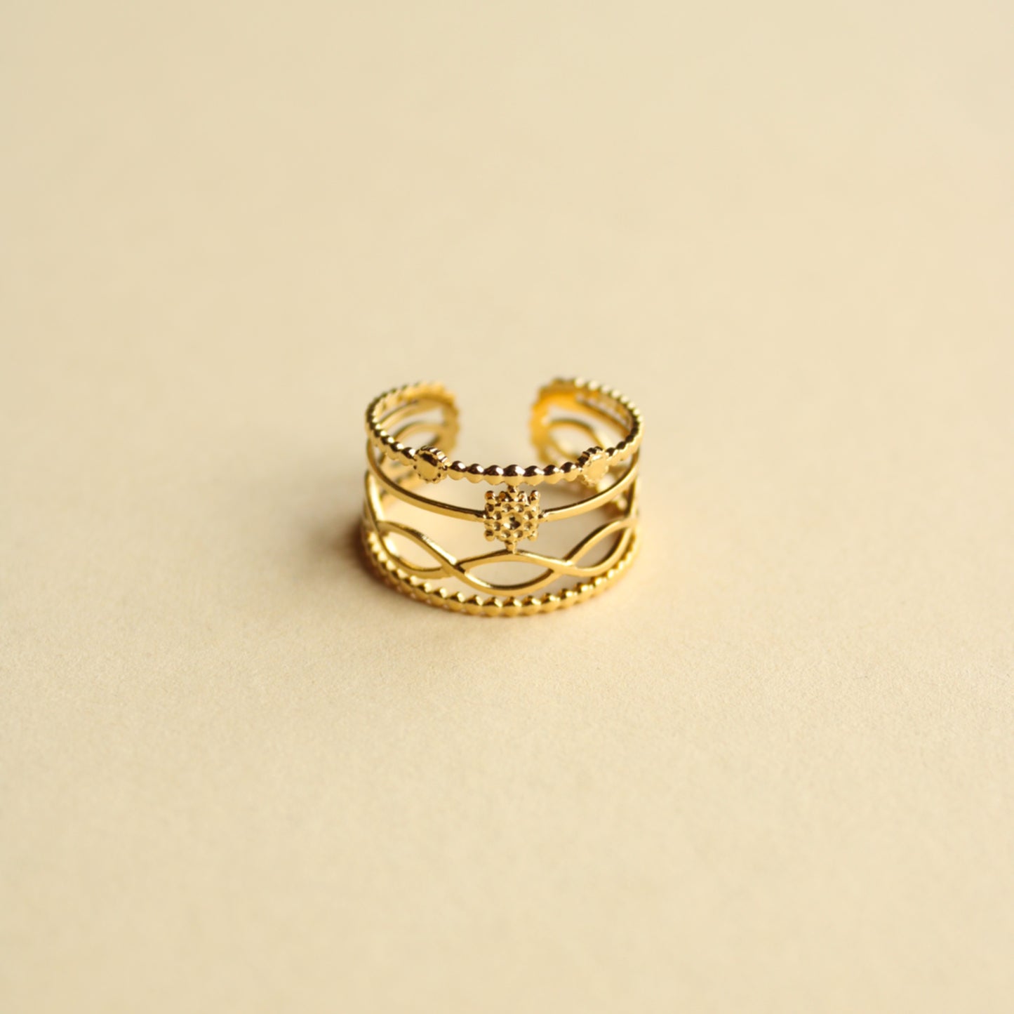 Ring in Gold, 4-reihig, Edelstahl
