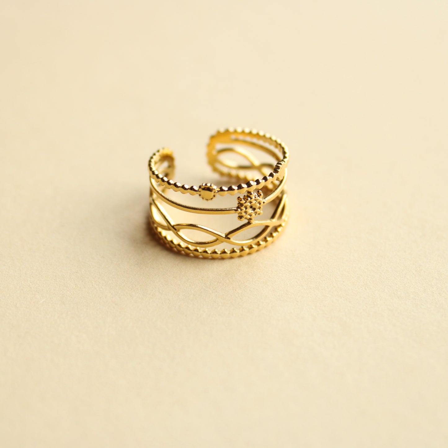 Ring in Gold, 4-reihig, Edelstahl