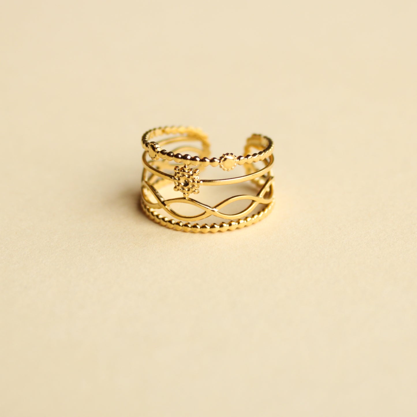 Ring in Gold, 4-reihig, Edelstahl