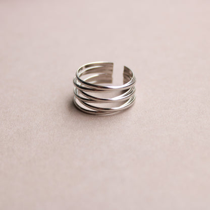 Ring in Silber aus Edelstahl, Statement Ring, verstellbar