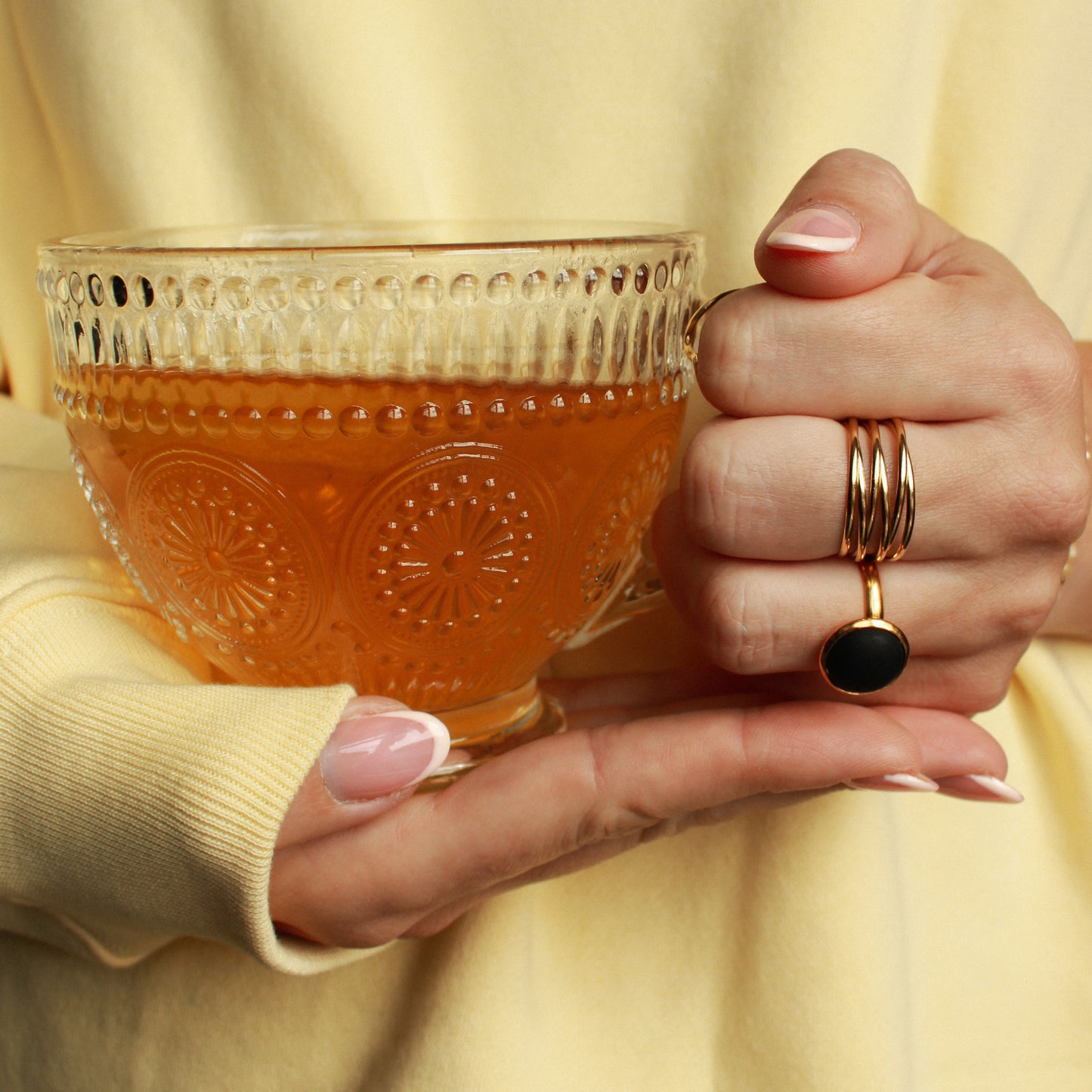 Zeitloser Ring in Gold aus Edelstahl, verstellbar