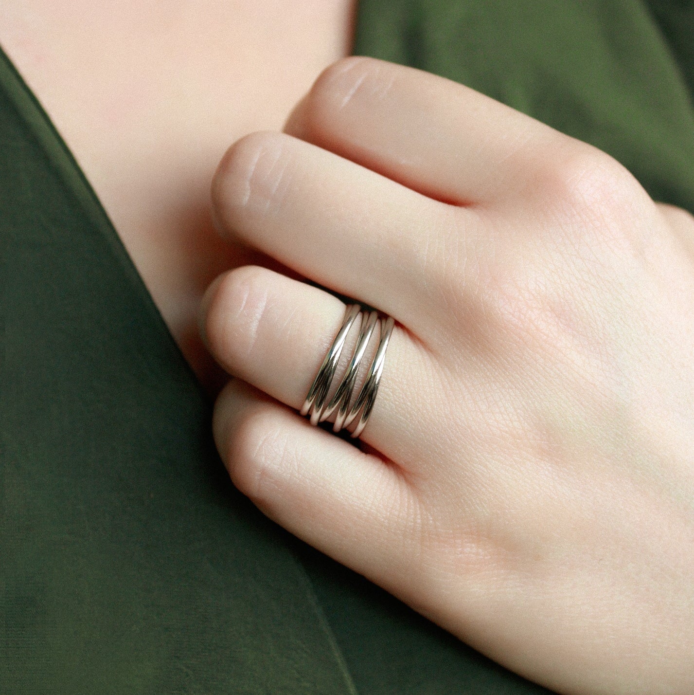 Ring in Silber aus Edelstahl, Statement Ring, verstellbar