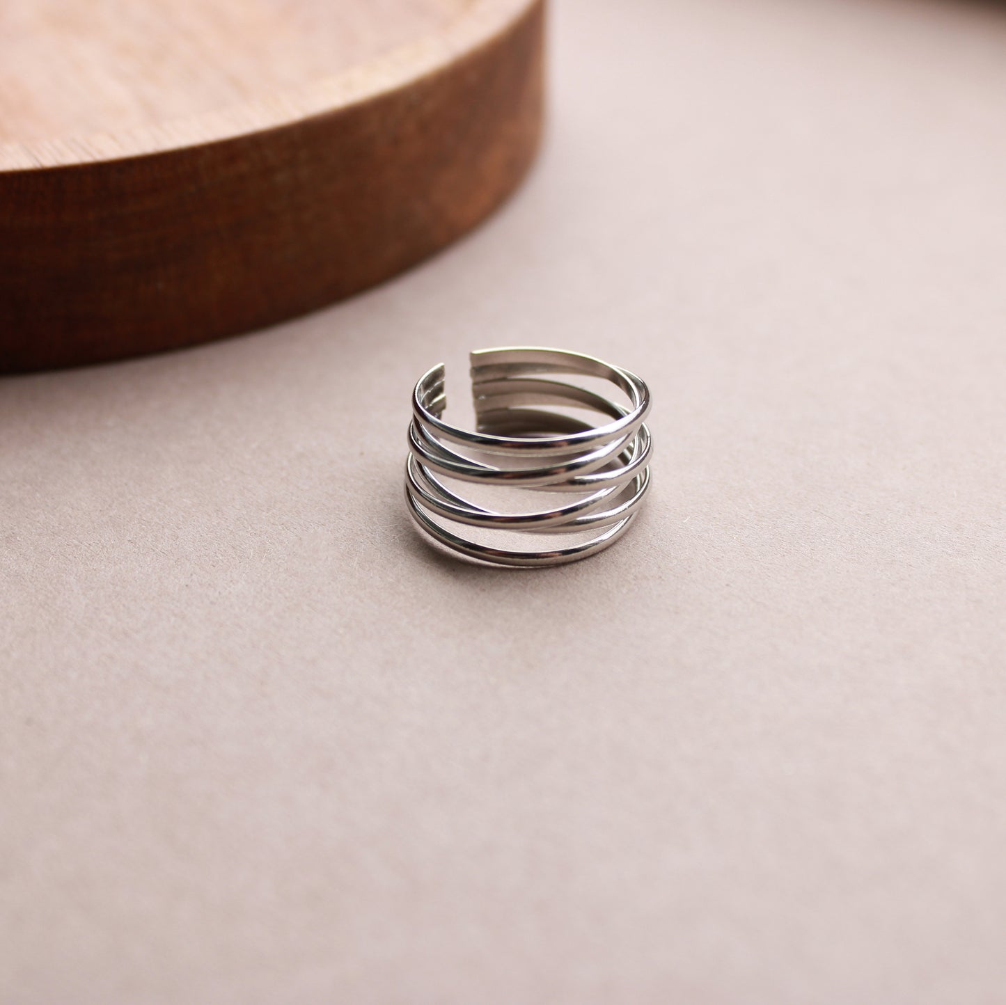 Ring in Silber aus Edelstahl, Statement Ring, verstellbar