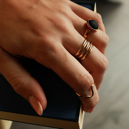 Zeitloser Ring in Gold aus Edelstahl, verstellbar