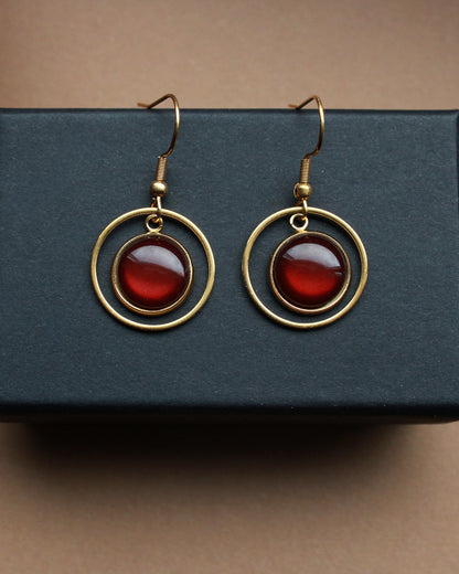 Edelstahl-Ohrringe in Gold mit braunem Stein