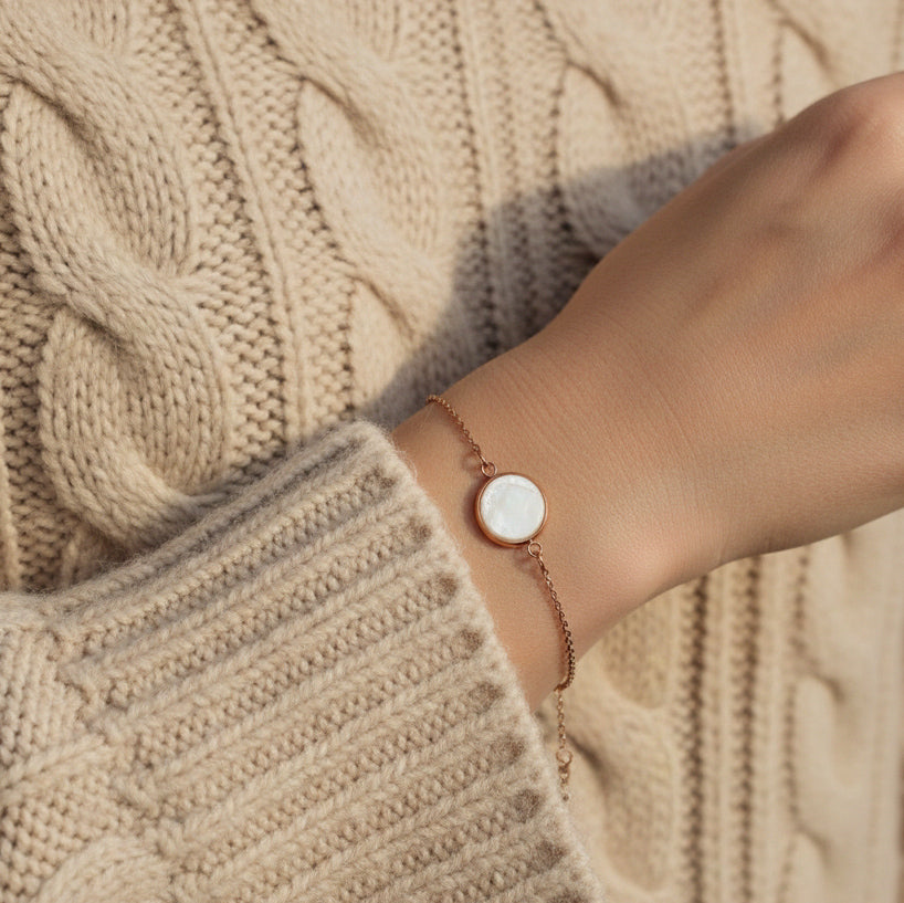 Armband Rosegold mit Stein in Weiß