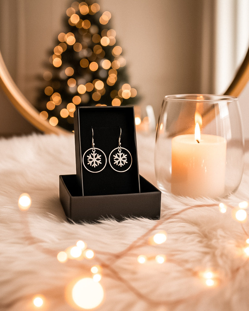 Schneeflocken Ohrringe in Silber, Edelstahl