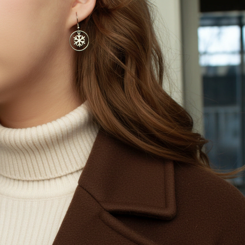 Schneeflocken Ohrringe in Silber, Edelstahl