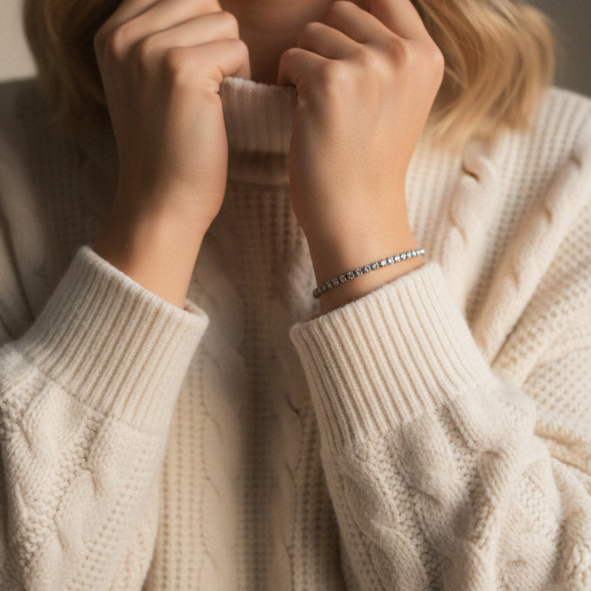 Funkelndes Tennisarmband in Silber aus Edelstahl