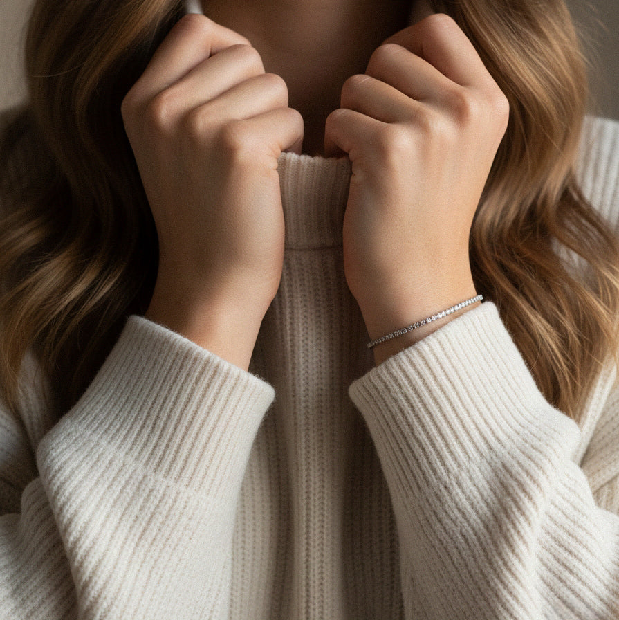 Funkelndes Tennisarmband in Gold aus Edelstahl