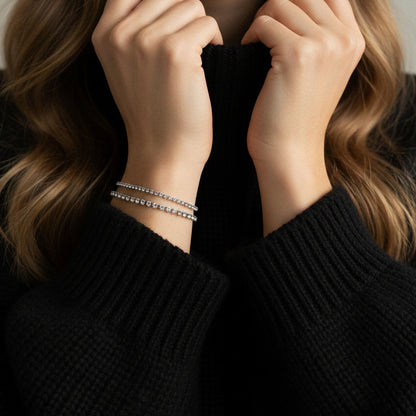 Funkelndes Tennisarmband in Silber aus Edelstahl