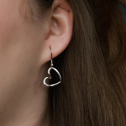 Herz Ohrringe in Silber aus Edelstahl, offenes Herz Design