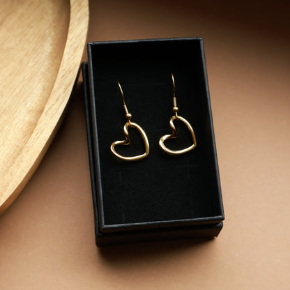 Herz Ohrringe in Gold aus Edelstahl, offenes Herz Design