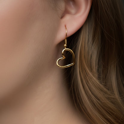 Herz Ohrringe in Gold aus Edelstahl, offenes Herz Design