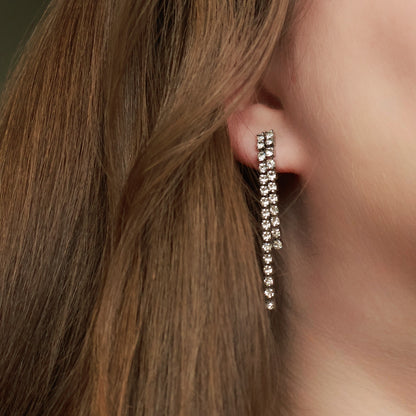 Funkelnde Ohrringe in Silber aus Edelstahl, Strass-Ohrstecker