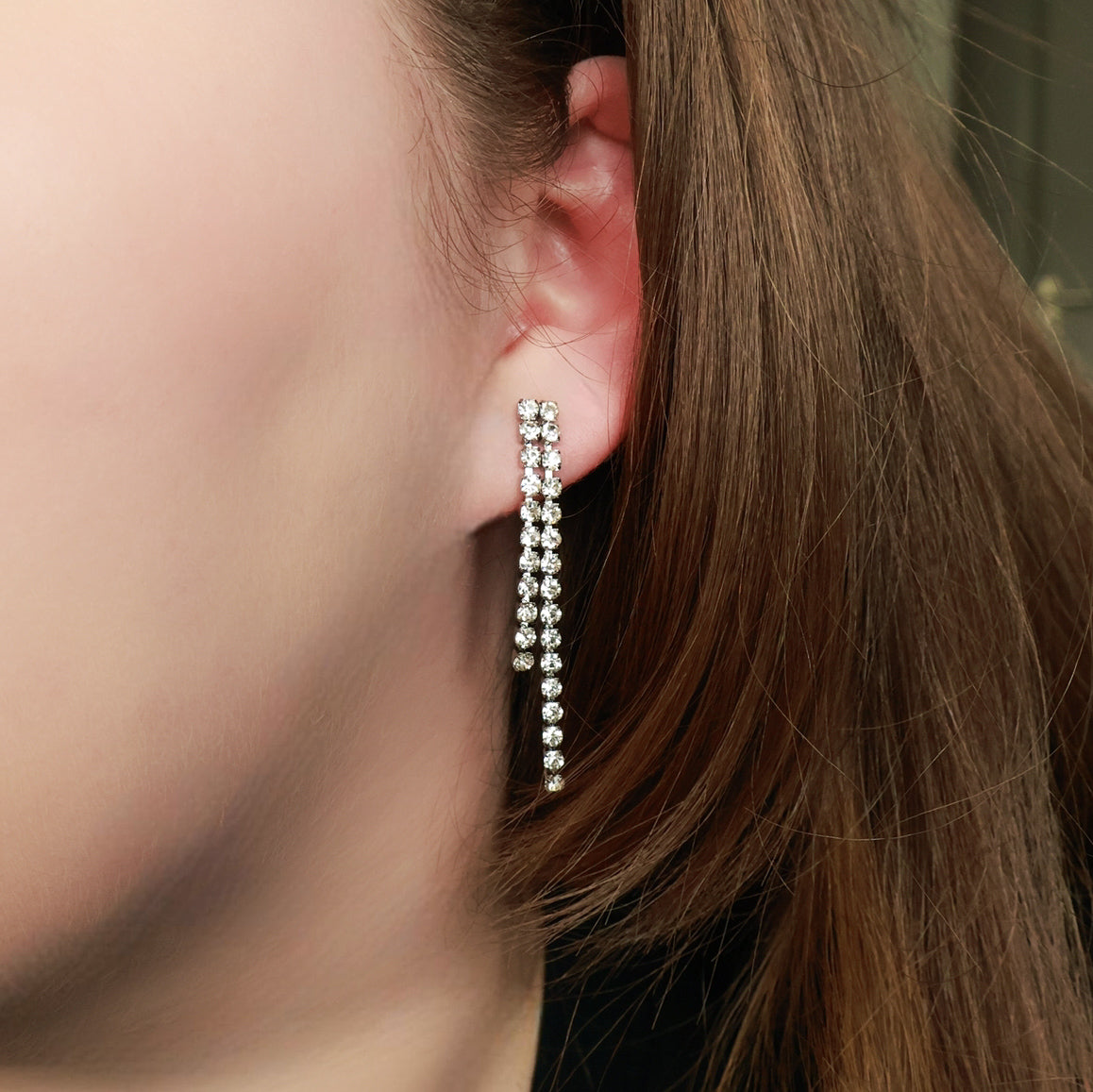 Funkelnde Ohrringe in Silber aus Edelstahl, Strass-Ohrstecker