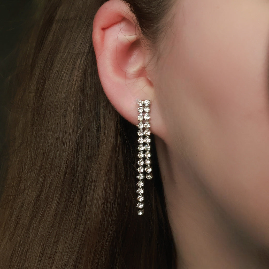 Funkelnde Ohrringe in Gold aus Edelstahl, Strass-Ohrstecker