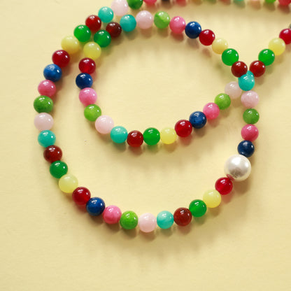 Bunte Naturstein-Perlenkette