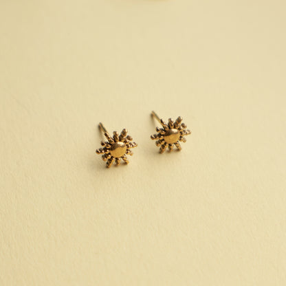 Mini Sonnen Ohrstecker aus Edelstahl in Gold