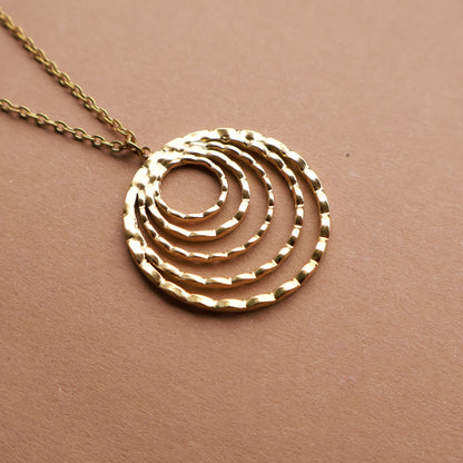 Lange Goldkette mit großem Kreis-Anhänger, Edelstahl