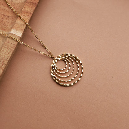 Lange Goldkette mit großem Kreis-Anhänger, Edelstahl