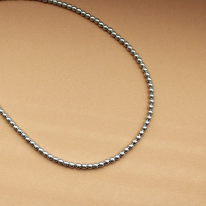 Hämatit Halkette, schlichte graue Kette mit Perlen und Edelstahl