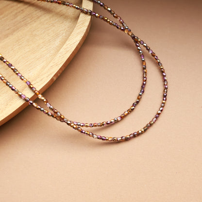 Halskette Ember in funkelnden Erdtönen, Handgefertigte Perlenkette mit vergoldetem Edelstahl