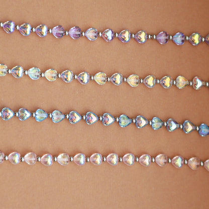 Armband mit Perlen in Herzform, Rosa und Silber