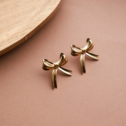 Schleifen-Ohrringe in Gold aus Edelstahl