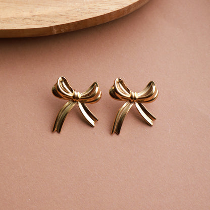 Schleifen-Ohrringe in Gold aus Edelstahl