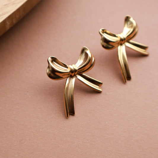 Schleifen-Ohrringe in Gold aus Edelstahl