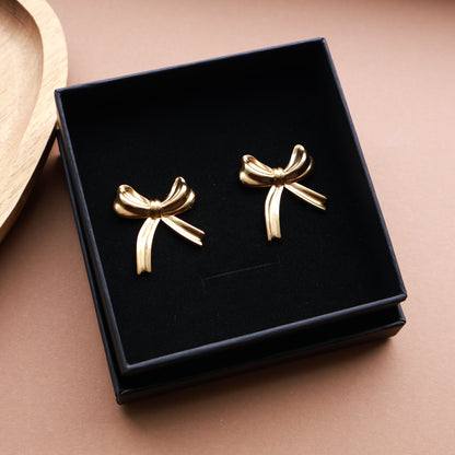 Schleifen-Ohrringe in Gold aus Edelstahl