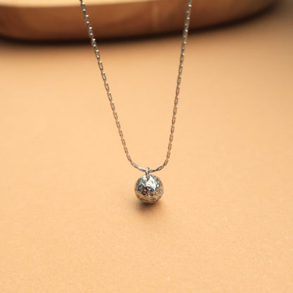 Silber Halskette mit strukturierter Kugel, Edelstahl