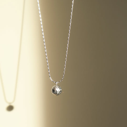 Silber Halskette mit strukturierter Kugel, Edelstahl