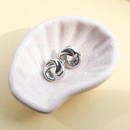 Ohrstecker in Silber aus Edelstahl, runde gedrehte Form