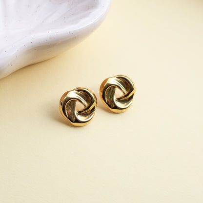 Ohrstecker in Gold aus Edelstahl, runde gedrehte Form