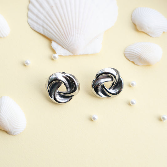Ohrstecker in Silber aus Edelstahl, runde gedrehte Form