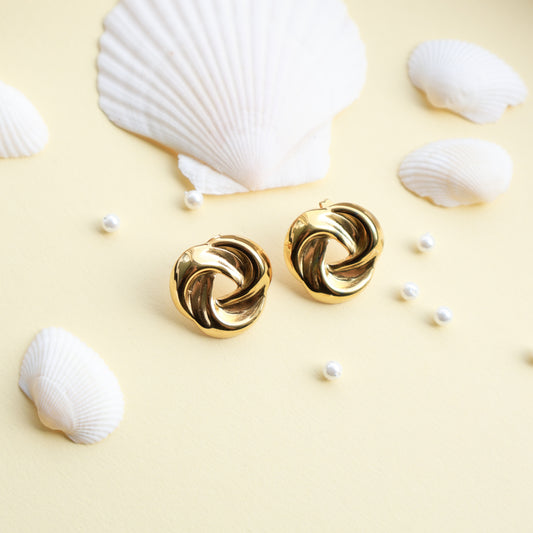 Ohrstecker in Gold aus Edelstahl, runde gedrehte Form