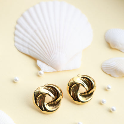 Ohrstecker in Gold aus Edelstahl, runde gedrehte Form